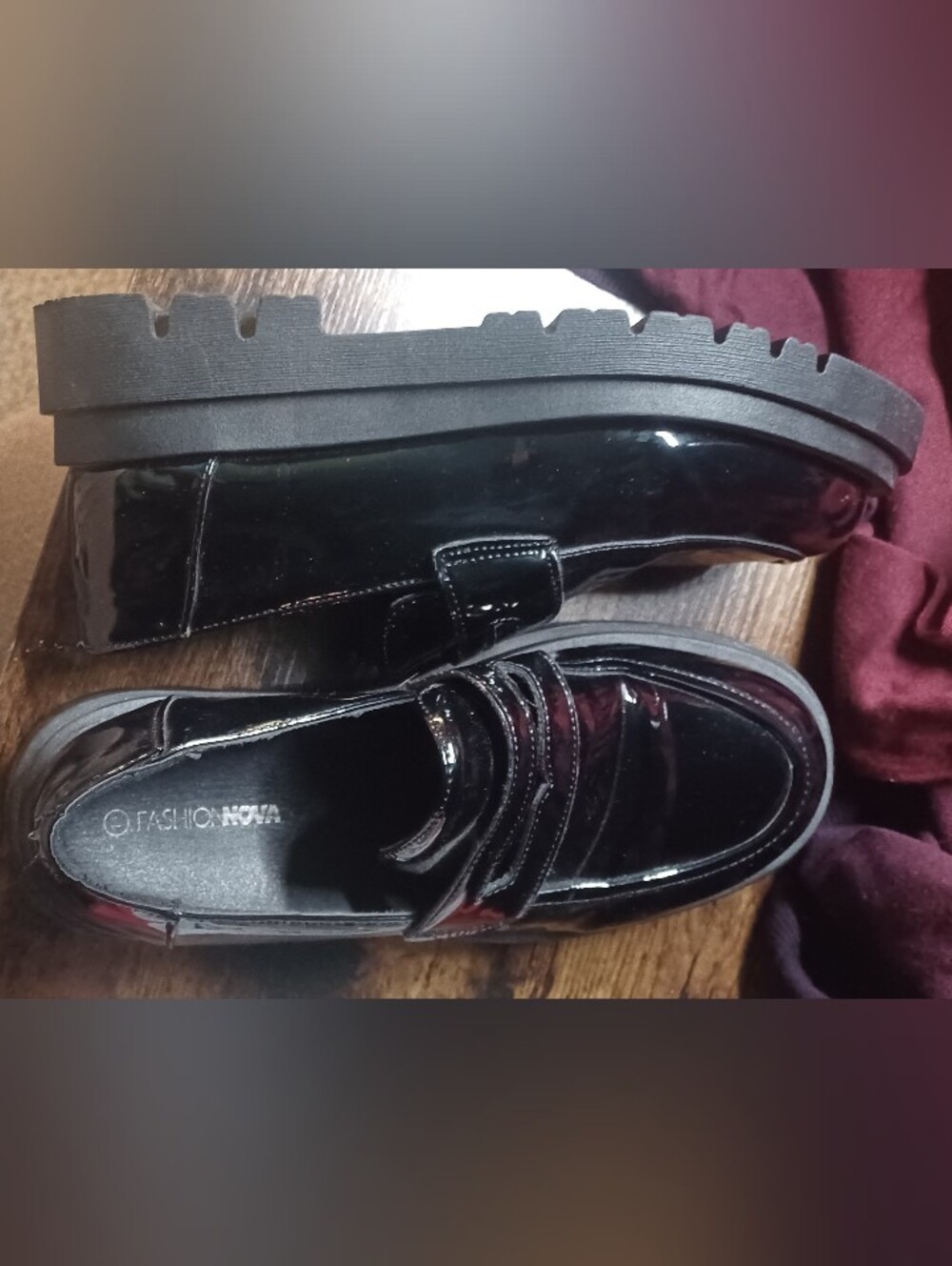 Fashion Nova Patent Platform Loafers in Black